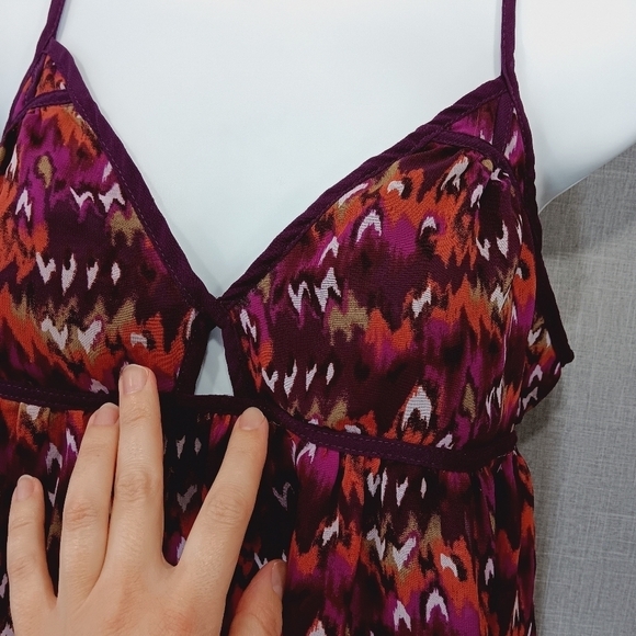 Y2K Forever 21 womens KEYHOLE PURPLE tank top shirt MEDIUM Geometric LIGHTWEIGHT - Picture 5 of 8